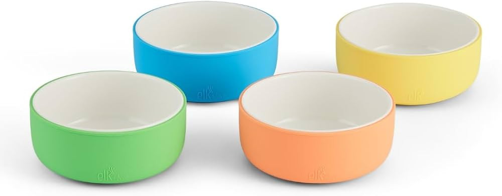 Elk and Friends Kids Porcelain Bowls with Silicone Sleeve | Kids/Toddler/Baby Feeding | Microwave... | Amazon (US)