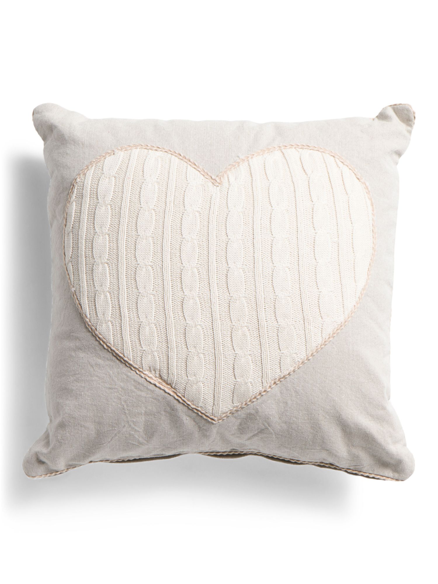 18x18 Knitted Heart Pillow | TJ Maxx