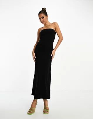 ASOS DESIGN bandeau maxi dress with split hem in black | ASOS (Global)