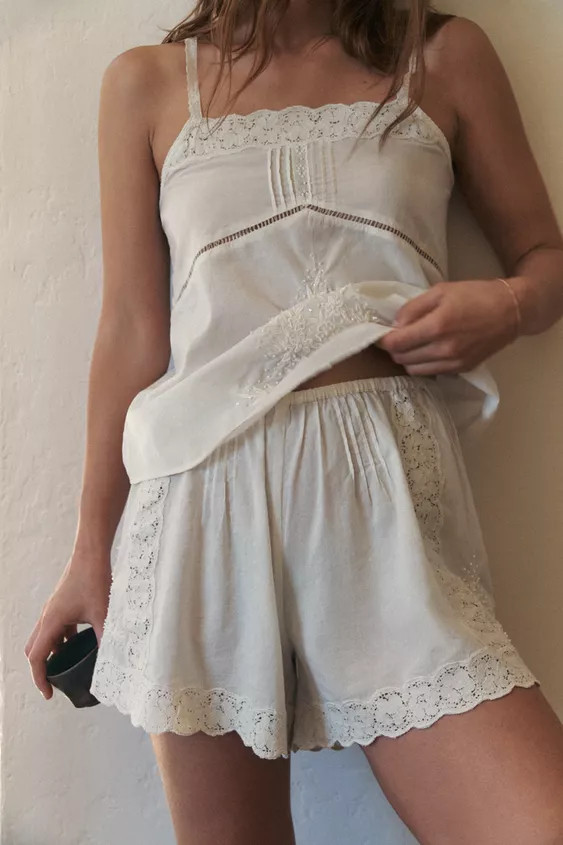 EMBROIDERED BEADED SHORTS | Zara UK