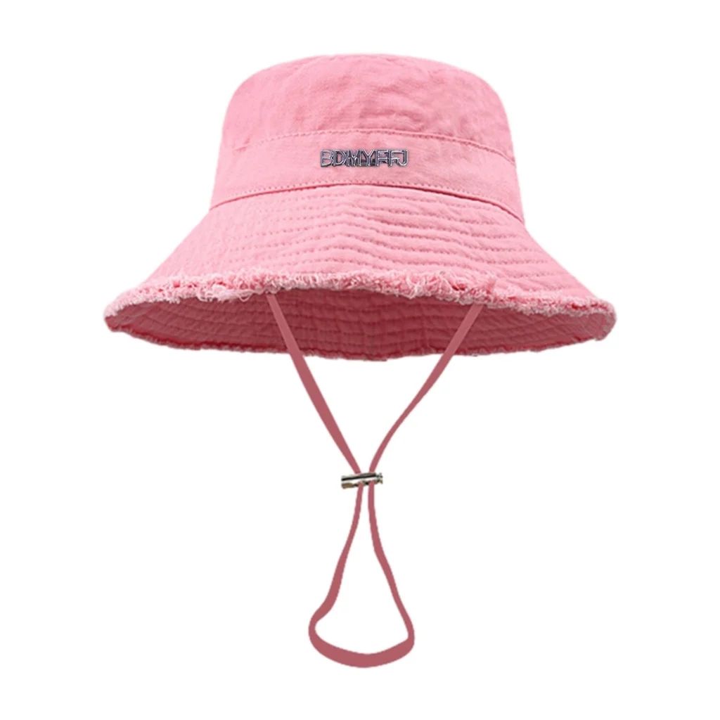 Apooke Outdoor Bucket Hat with Adjustable Chin Rope Frayed Edge Design Bucket Hat Summer Sunproof... | Walmart (US)