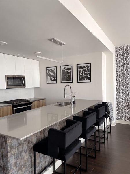 Black and white kitchen details! Art deco look. Velvet barstools. Amazon finds you need! #primeday #kitchen #kitcheninspo #blackandwhite 

#LTKxPrime #LTKsalealert #LTKhome
