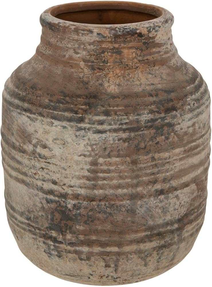 Hobby Lobby Beige Distressed Decorative Ceramic Vase, Rustic Beige with Dark Distressing, Ribbed ... | Amazon (US)