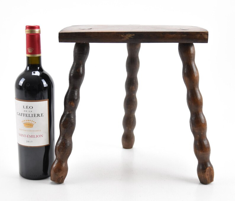 Chezbearfrance - Vintage French 12" Small Wooden Bobbin D Stool Plant Stand Room Display Wood Tab... | Etsy (US)