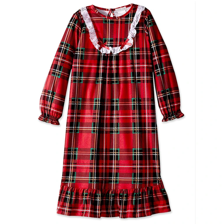 Komar Kids Girls Traditional Holiday Christmas Plaid Nightgown Pajamas K172312 - Walmart.com | Walmart (US)
