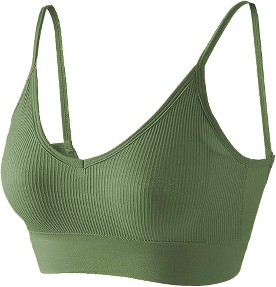 JUST BEHAVIOR Low Back Bra Comfort V Neck Cami Crop Low Back Workout Tops for Women | Amazon (US)