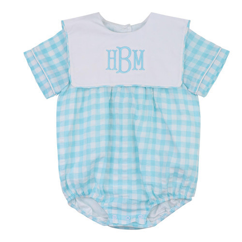 Aqua Check Seersucker Bubble | Cecil and Lou