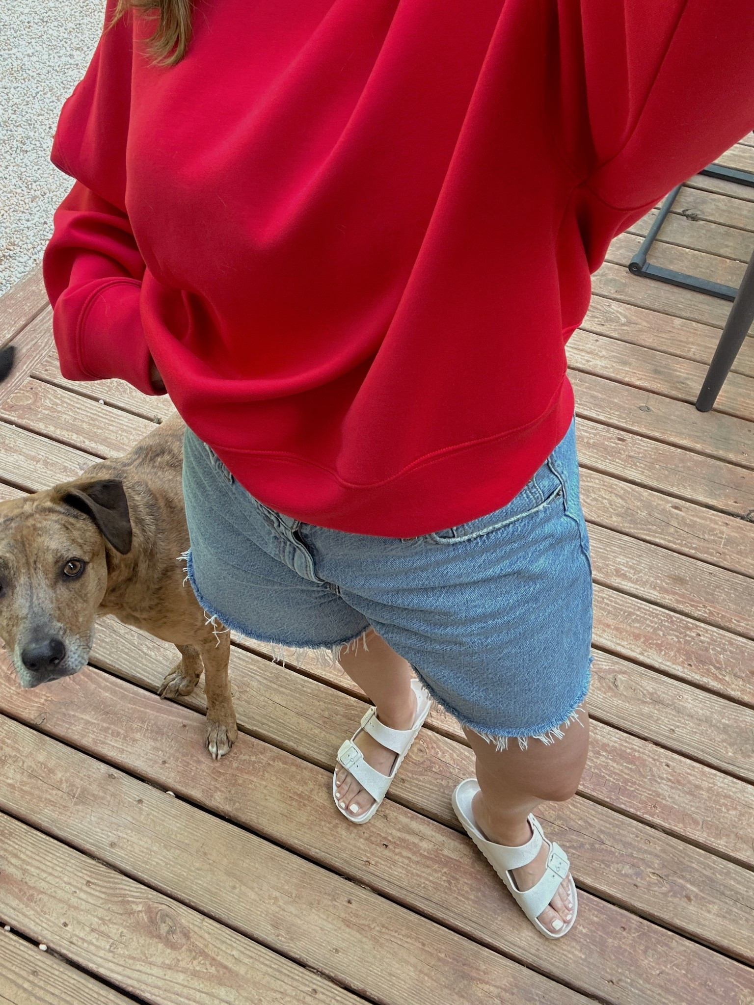 Hi Jax 🥹 comfy spring/summer ootd 
Sweatshirt is incredibly soft and the perfect color- sized up to a large for relaxed fit.
Denim shorts are true to size and so good for us girlies with thicker thighs 🫡

#LTKFindsUnder50 #LTKSaleAlert #LTKSeasonal