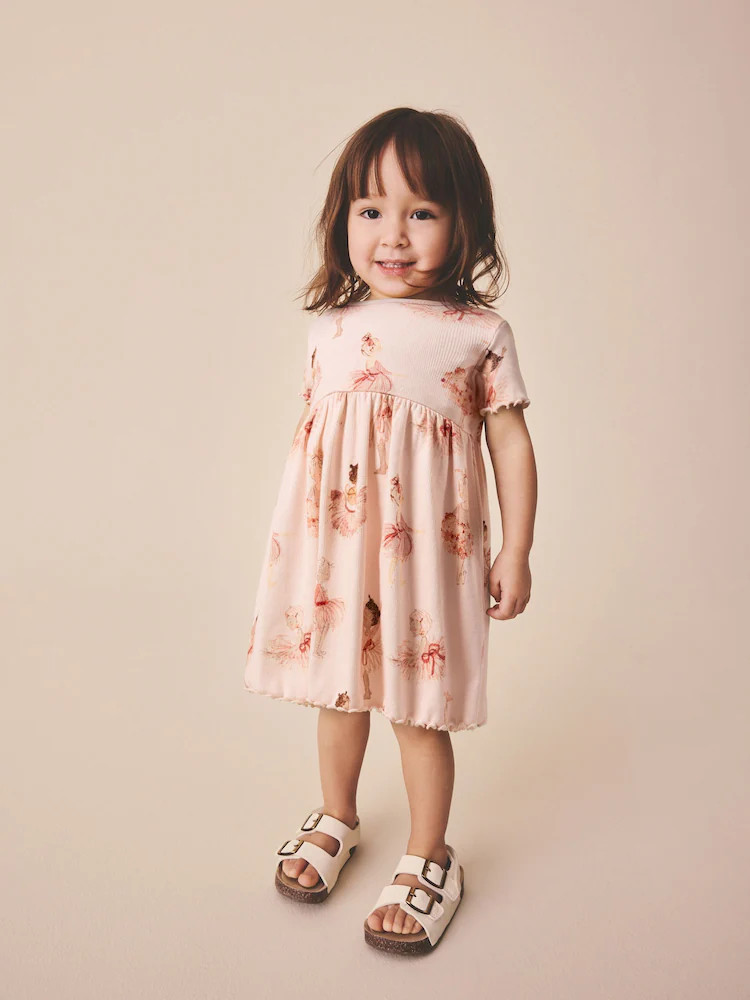 Pink Ballerina Short Sleeve Ribbed Dress (3mths-7yrs) | Next US