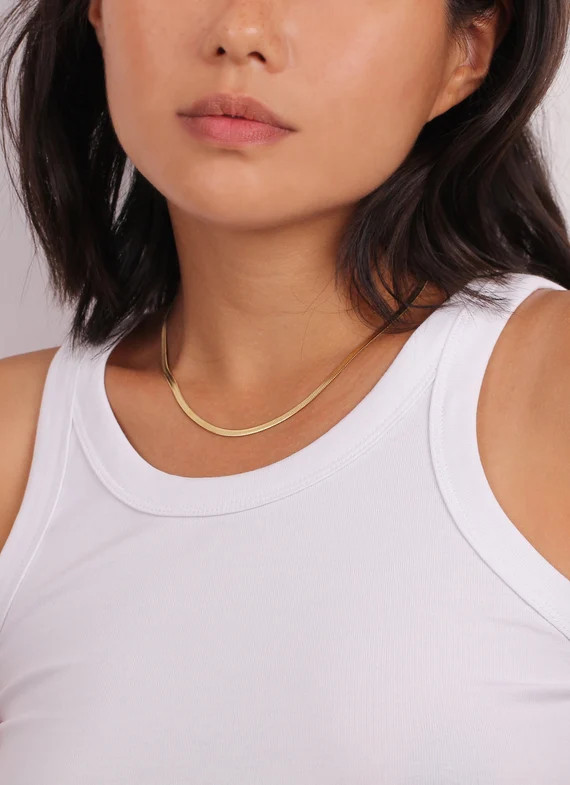 Thick Snake Chain, Gold Herringbone, Gold Snake Chain, Snake Chain Necklace, Herringbone Necklace... | Etsy (US)