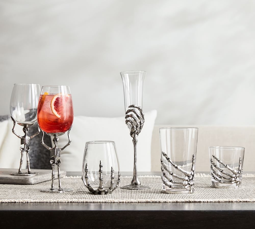 Skeleton Hand Stemless Wine Glass | Pottery Barn (US)