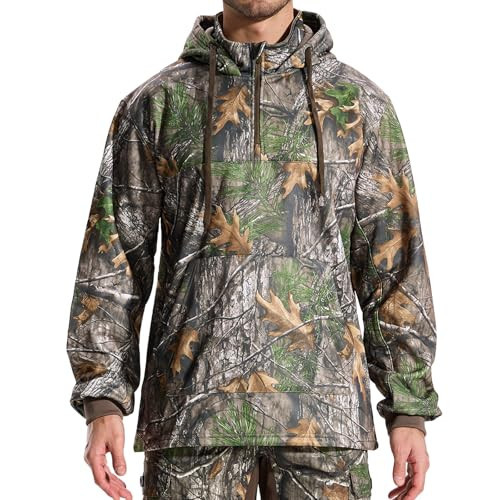 LOOGU Men's Camo Hunting Hoodie Fleece Lining Performance Pullover Hoodies with Kangaroo Pocket for Hunting Hiking Fishing | Amazon (US)