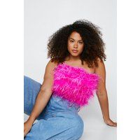 Womens Plus Size Feather Bandeau Top - Pink - 20, Pink | NastyGal (UK, IE)