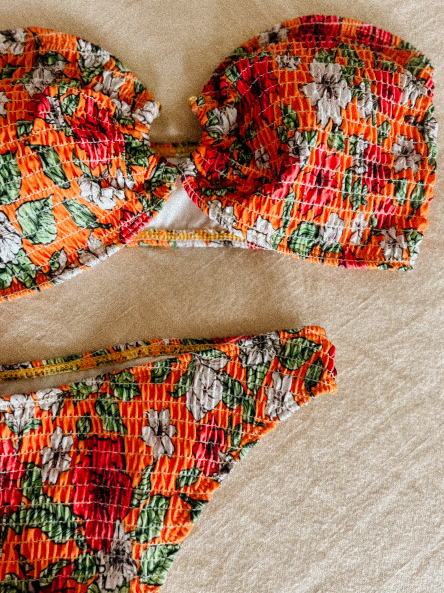 In with the new 💗🧡💚 I got a medium in this suit & it fits great! So comfortable and non-revealing bottoms!