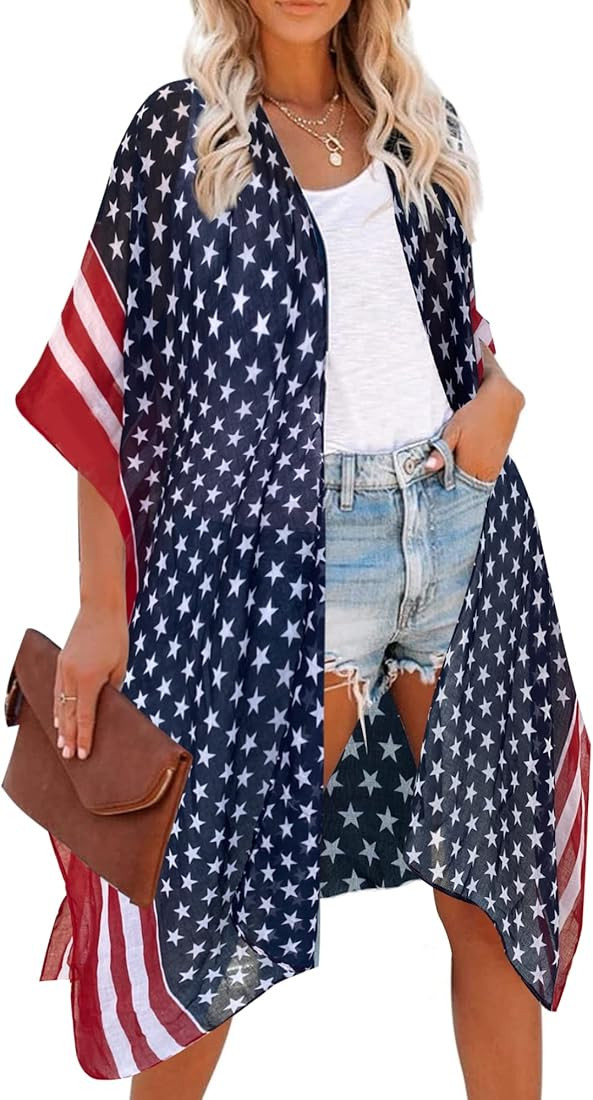 Moss Rose Women's Beach Cover up Swimsuit Kimono with Bohemian Floral Print, Loose Casual Resort ... | Amazon (US)