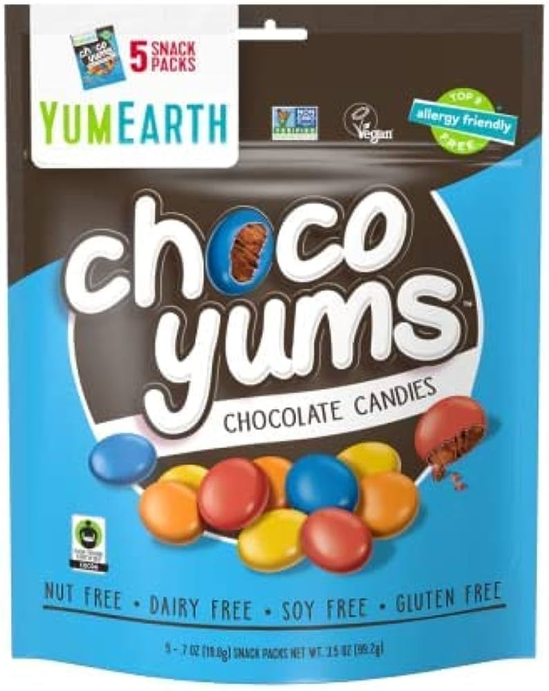 YumEarth Choco Yums, 5-0.7 Ounce Snack Packs, Allergy Friendly, Gluten Free, Non-GMO, Vegan, No A... | Amazon (US)