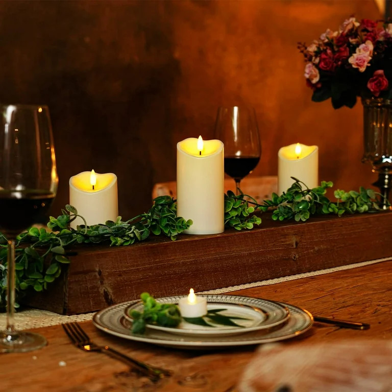 Amagic Waterproof Flickering Flameless Candles, Outdoor Battery Operated LED Pillar Candles with ... | Walmart (US)