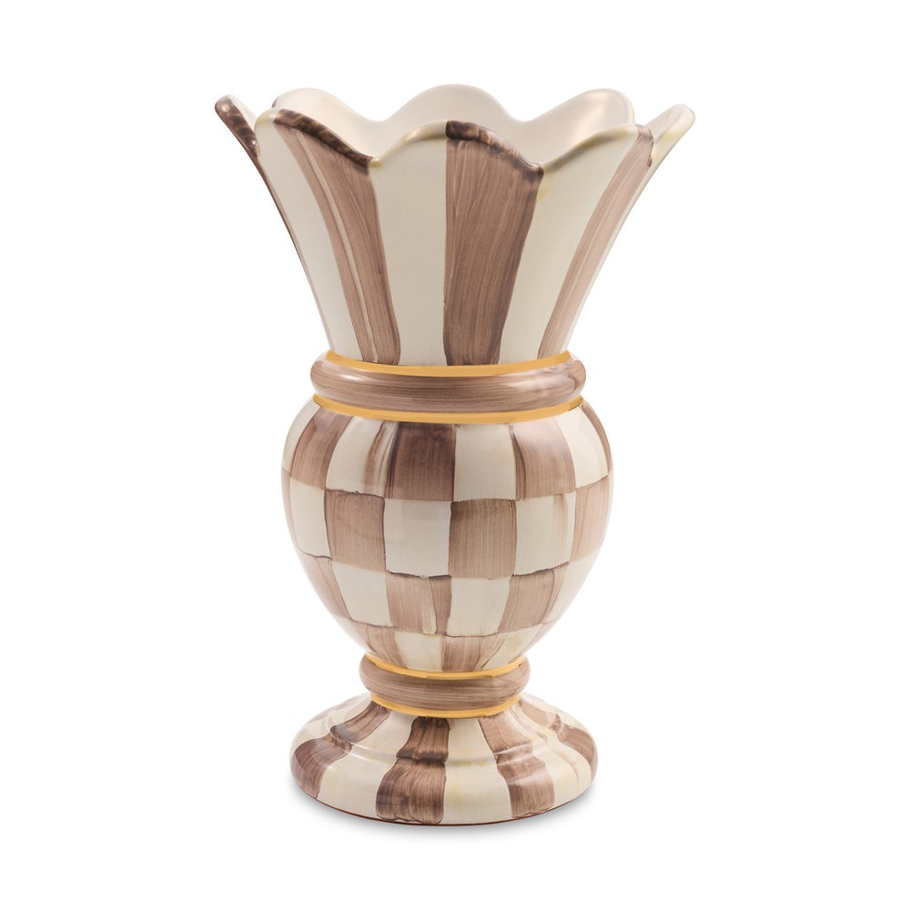 Mocha Check Small Great Vase | MacKenzie-Childs