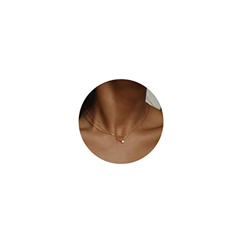 Tewiky Diamond Necklaces for Women, Dainty Gold Necklace 14k Gold Plated Long Lariat Necklace Simple | Amazon (US)