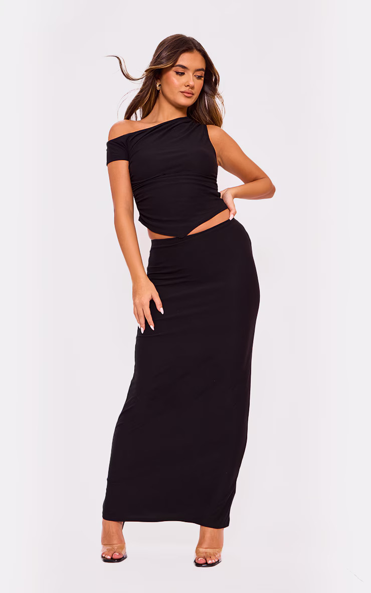 Black Soft Touch Low Rise Maxi Skirt | Co-ords | PrettyLittleThing US