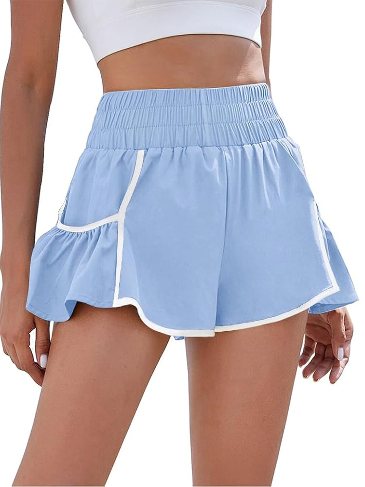 BMJL Womens High Waisted Shorts Athletic Running Shorts Workout Gym Quick Dry Flowy Shorts with P... | Amazon (US)