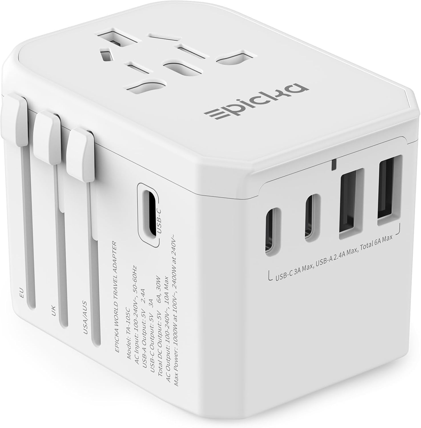 EPICKA Universal Travel Adapter, International Power Plug Adapter with 3 USB-C and 2 USB-A Ports,... | Amazon (US)