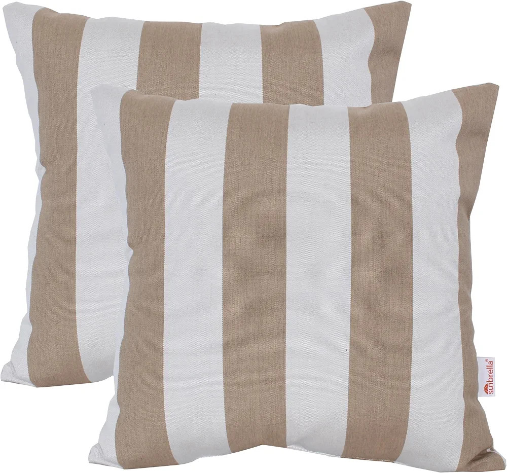Outdoor/Indoor Sunbrella Throw Pillow Cover Only Square Set of 2 Pieces 16"x16" Maxim Heather Bei... | Amazon (US)