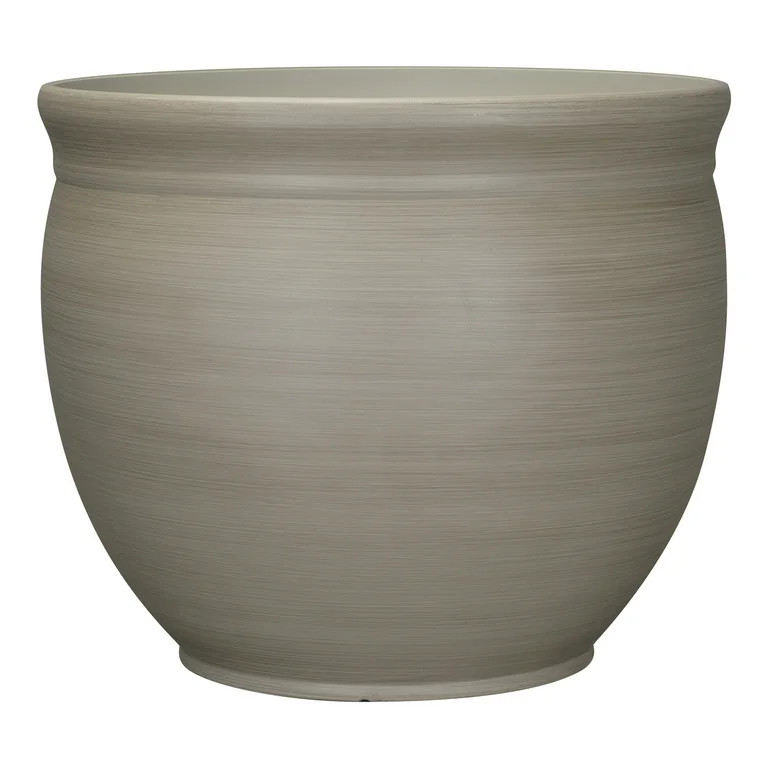 Mainstays Sienna 19.9" x 19.9" x 16.7" Round Birch Gray 100% Recycled Resin Planter | Walmart (US)
