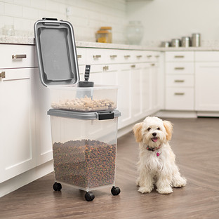 Iris® Pet Food & Treat Container Clear & Grey | The Container Store