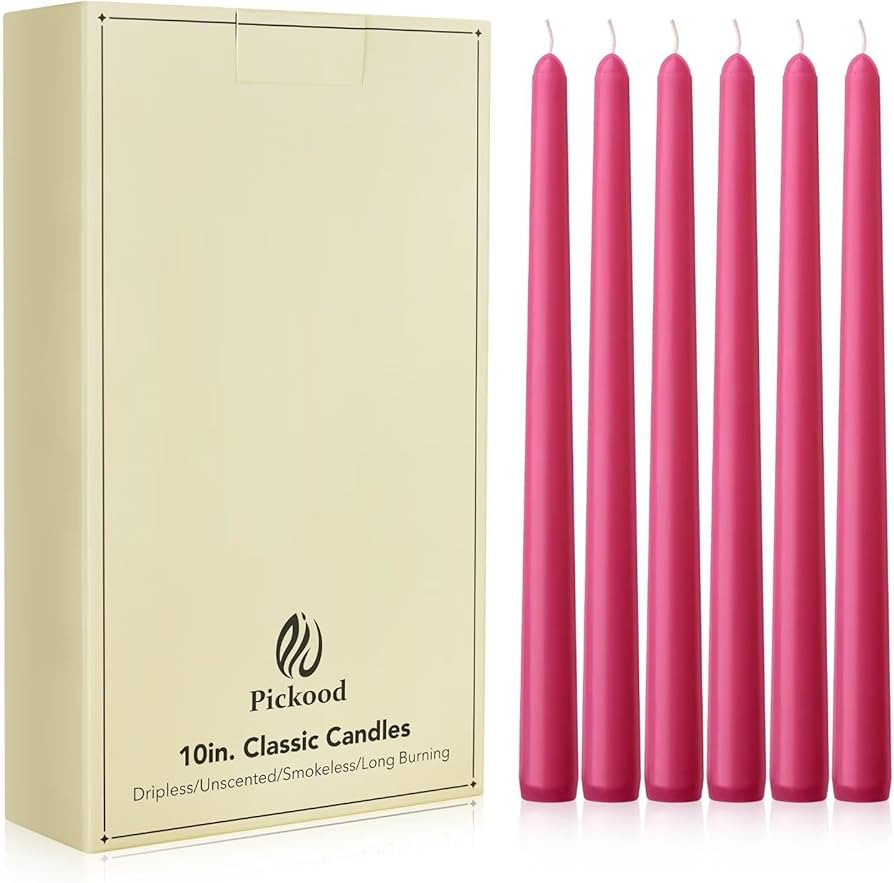 New Burning Formula Unscented Dripless 10-Inch Taper Candles Set of 12 - Hot Pink, for Wedding, D... | Amazon (US)