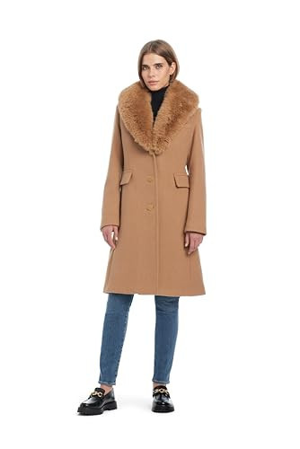 kate spade new york Women's Wool Blend Coat with Removable Faux Fur Collar, Camel | Amazon (US)