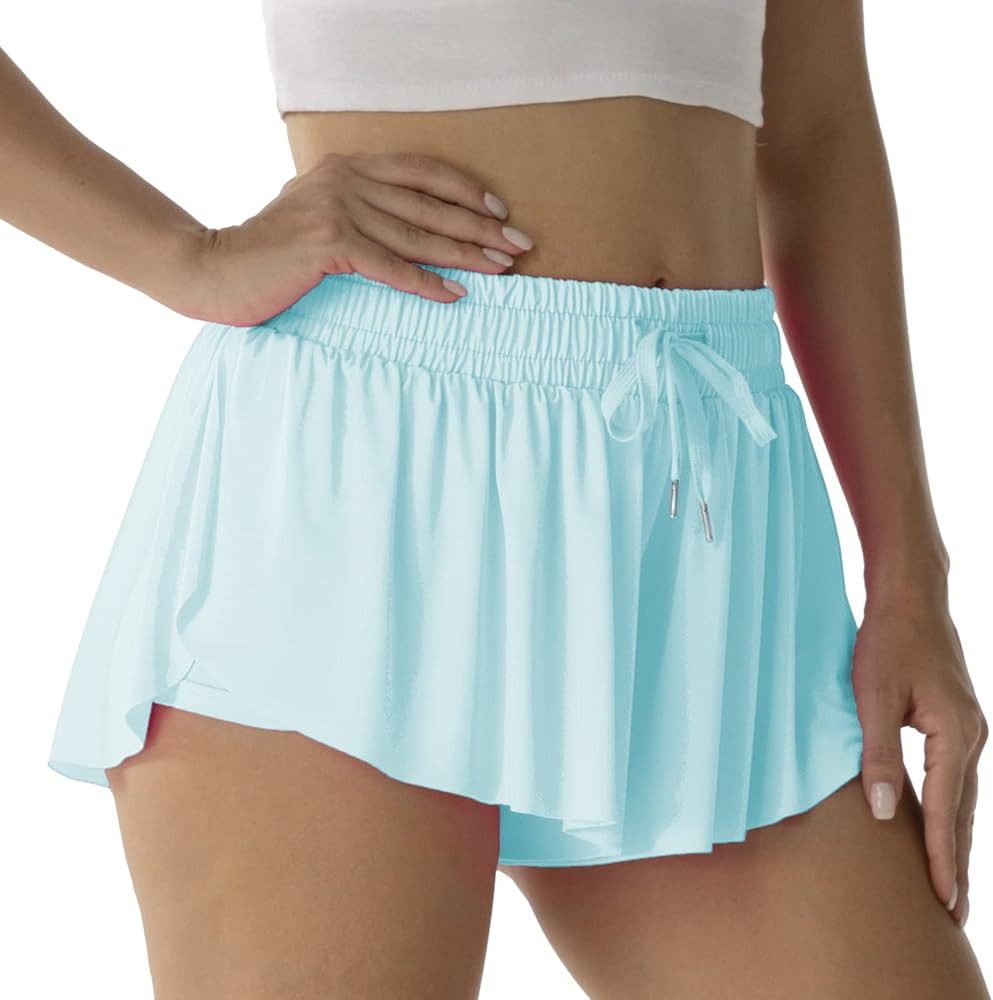 Flowy Athletic Shorts for Women Running Tennis Butterfly Shorts Girls 2-in-1 Double Layer Quick-D... | Amazon (US)