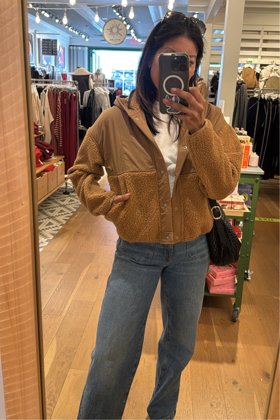 Aerie sherpa zip up

Wearing xs 
I would go with a small - 

#LTKSeasonal #LTKCyberWeek #LTKHoliday