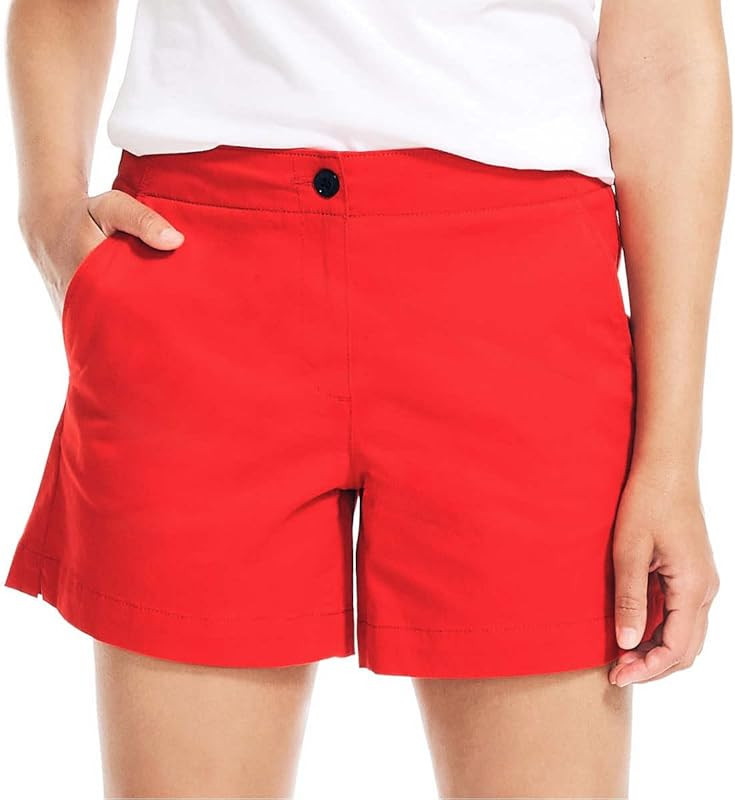 Nautica Womens Mid-Rise Cotton Shorts, Summer 5" Inseam Short with Front Slant Pockets | Amazon (US)