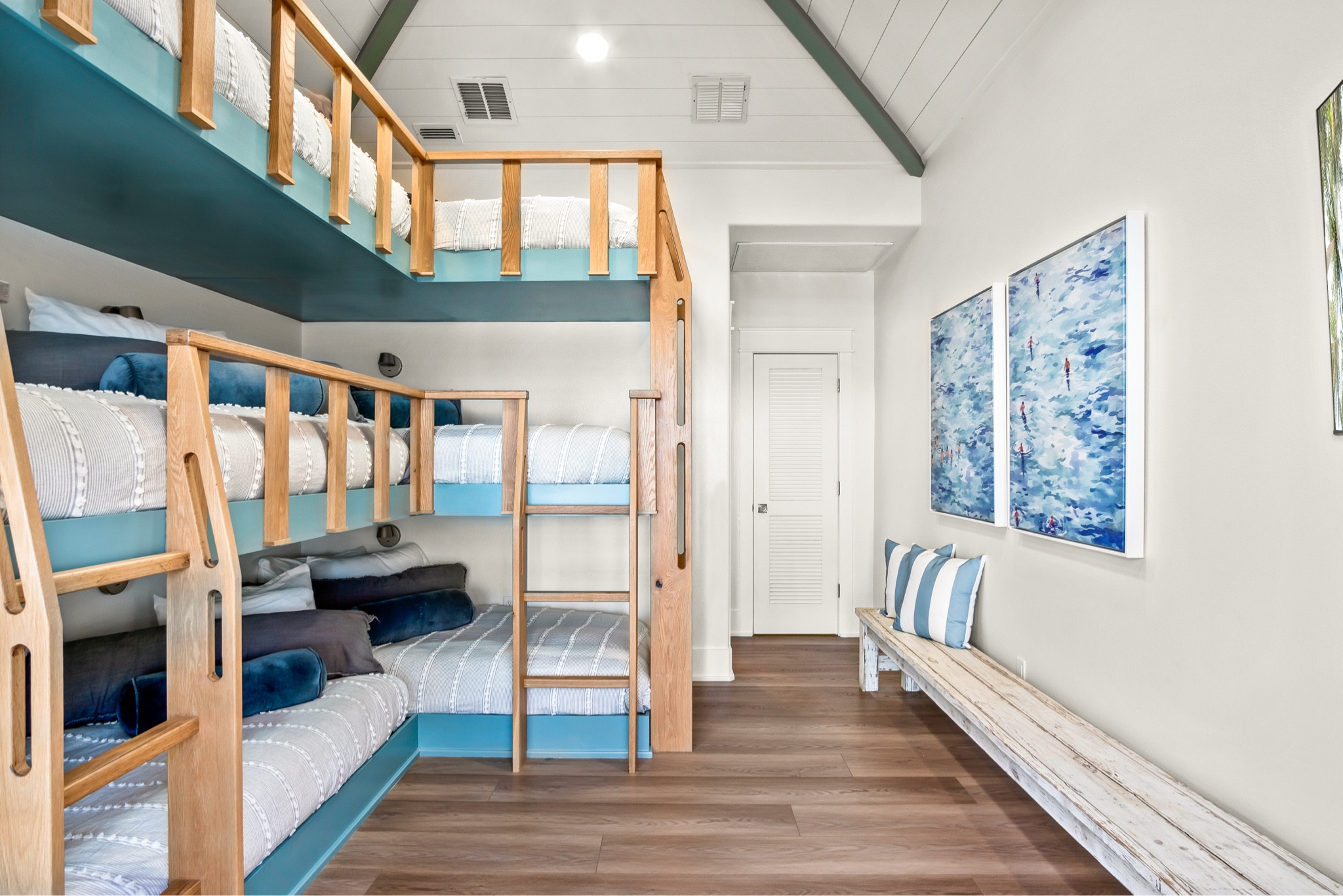 Dreamy coastal bunk room vibes!  Designed for comfort, style, and plenty of space for guests to relax. Loving the mix of natural wood, soft textures, and serene blue hues. Tap to shop exact and similar items to bring this coastal charm into your home! #CoastalLiving #CoastalHome #BunkRoomGoals #DreamySpaces #BeachHouseDecor #SereneLiving #CoastalInteriors #HomeDesign #InteriorInspo #RelaxedLiving #VacationHomeVibes



#LTKHome