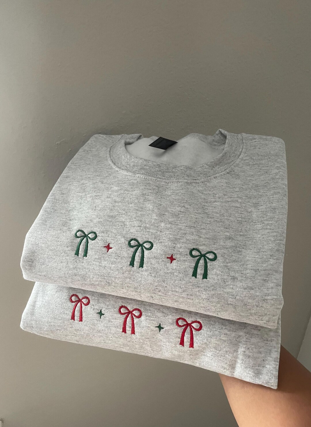 Christmas | Coquette Bow | Embroidered Sweatshirt | Trendy | Gift for Her | Cozy Holiday Sweatshi... | Etsy (US)