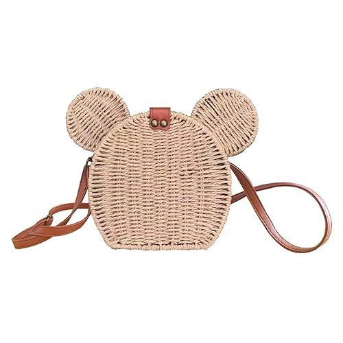 EXIGENT Kawaii Panda Rattan Straw Shoulder Crossbody Bag Purse Cute Women's Handbag (Straw_M) | Amazon (US)