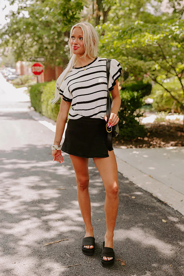 Sweet Charmer Knit Stripe Top in White | Impressions Online Boutique