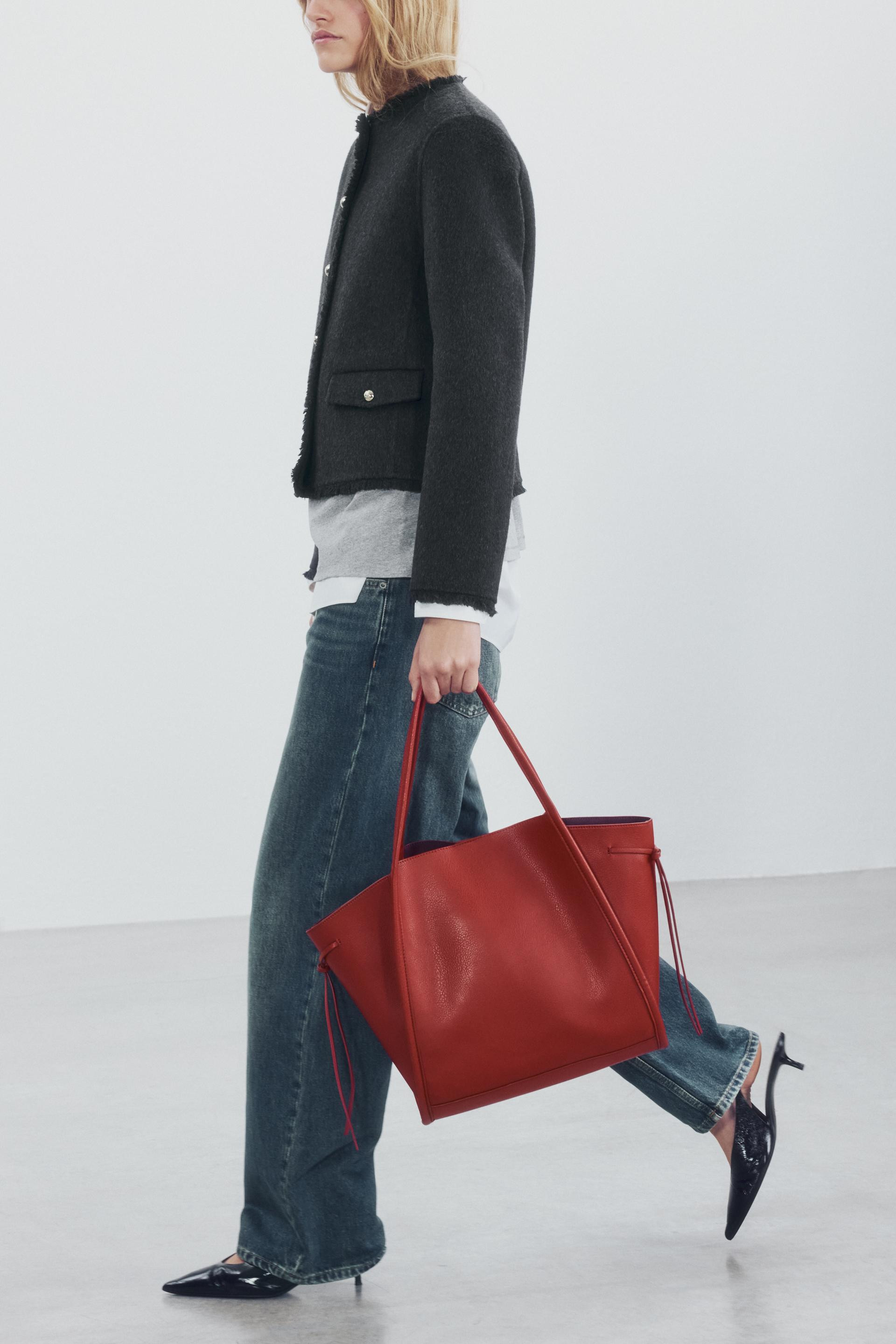 Zara - Bow Shopper Bag - Red - One Size Only - Woman | Zara US