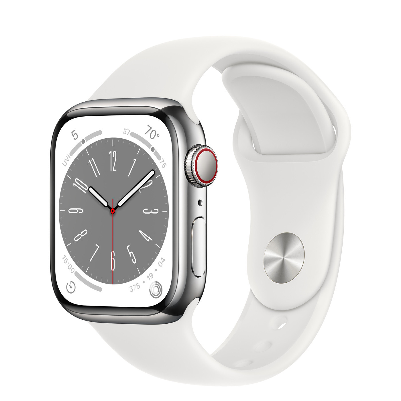 Apple Watch Series 8 - Silver Stainless Steel Case with Sport Band  | Apple (US)