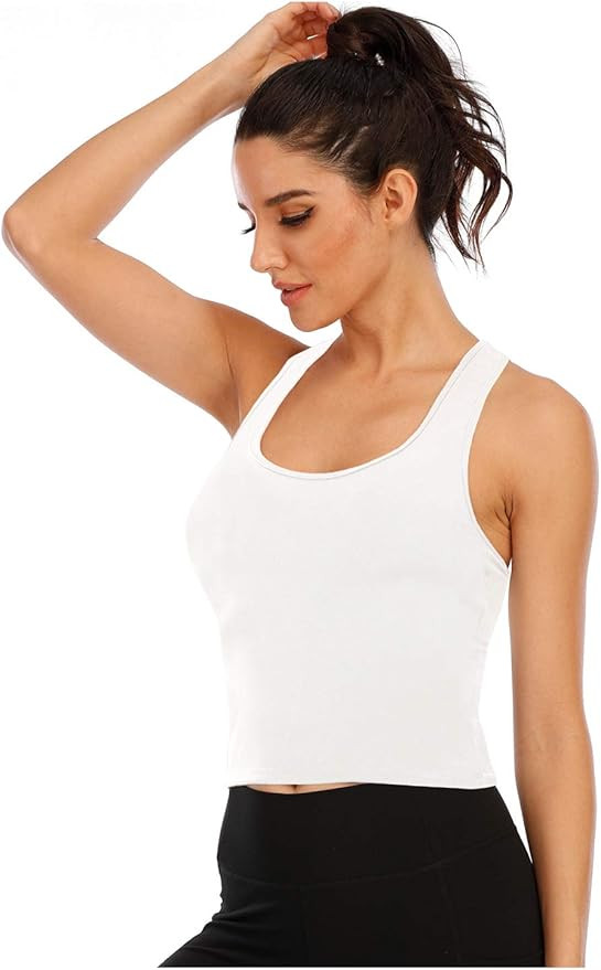 Tank Tops for Women Casual Sleeveless Racerback Crop Tank Sport Bra Workout Top with Shelf Built ... | Amazon (US)