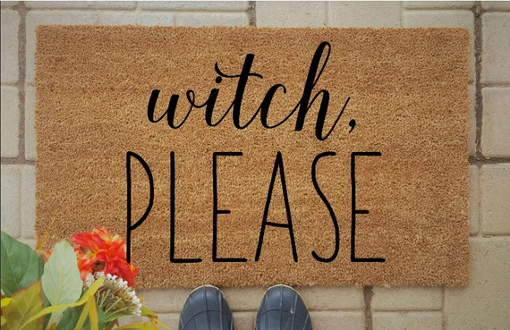 halloween doormat, halloween decor, halloween party, fall decor, fall doormat, witch please, hocu... | Etsy (US)
