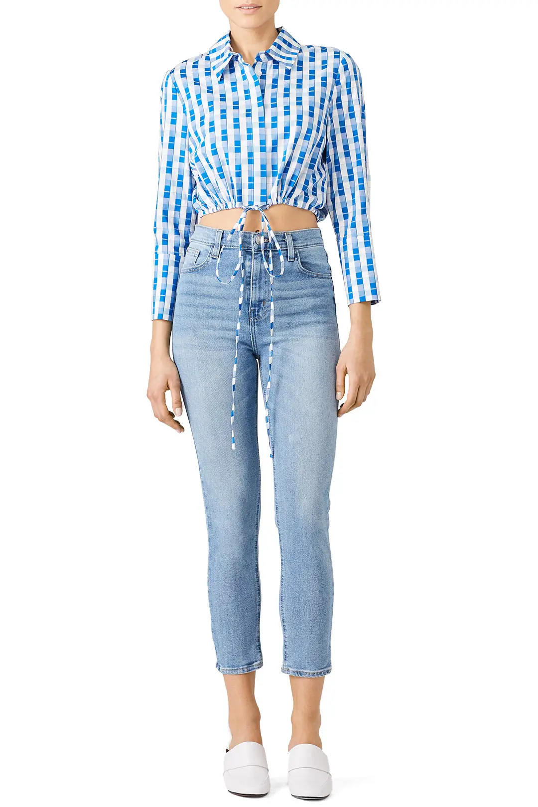Alexis Gingham Ariela Crop Top | Rent The Runway