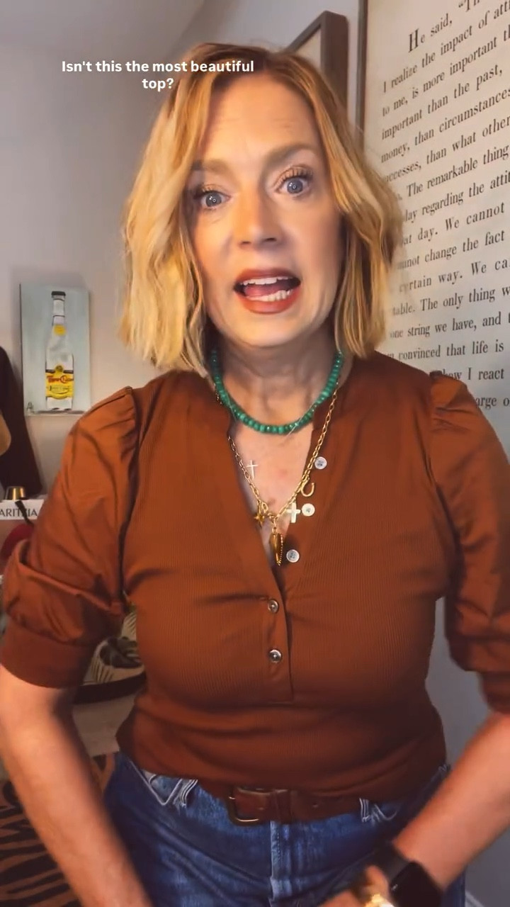 This @veronicabeard style has been on my wish list for a long time. This color made me finally pull the trigger and get the top. I’m so glad I did! This top is so flattering and elevated, but also very comfortable. It feels like you’re wearing your favorite tee. 🤎
What do you think? Hit the ❤️ if you love it!

💬 Comment PIXIE for the link to this look.
❌ I can’t link @zara in LTK. DM for the link to the jacket.
🖤 Follow me in the @shop.ltk app to see much more. 
🔦 In the LTK app, search for ShopPixieCo or hit link in bio.
👣 Follow @shoppixieco here in Instagram for 50+ style posts like this.

#styleover50 #over50style #midlifestyle #shoppixieco #veronicabeardstyle #motherdenim #coffeeoutfit #casualchicstyle #everydaystyle #fallstyleover50 #realoutfits #ootdover50 #coffeechatstyle #effortlesslychic #classicwithatwist #womenover50lookingfabulous #over50influencer #agelessstyle #neutrallooks #wardrobestaples #casualoutfitideas #easyoutfitsforwomen #elevatedbasics #styleformatureskin #momstyleover50 #styledailydose #getdressedtolive

Comment PIXIE below to receive a DM with the link to this post on my LTK ⬇ https://liketk.it/5whpQ #ltkseasonal #ltkover40 #ltkstyletip