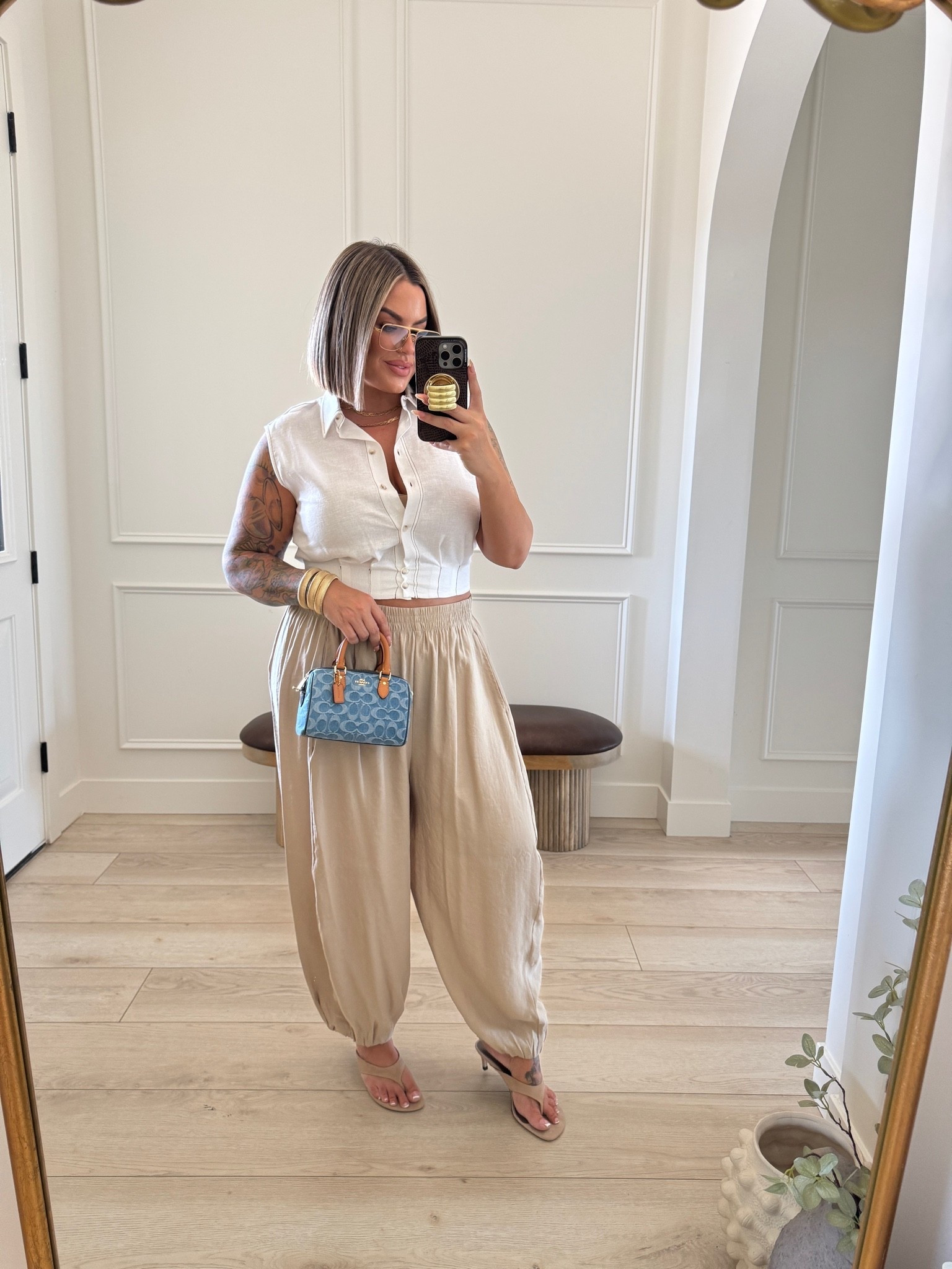 Pants xl 
Top L I would size up to xl in this top so there is more room in the chest