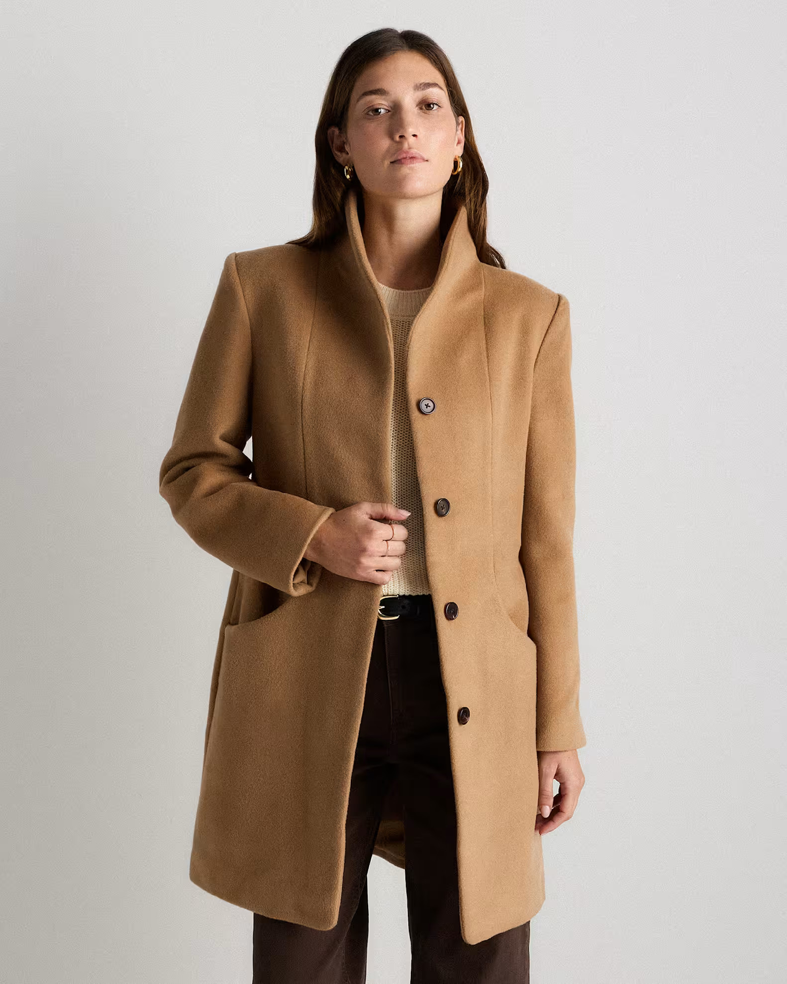 Wool Cashmere Cocoon Coat in Caramel | Quince