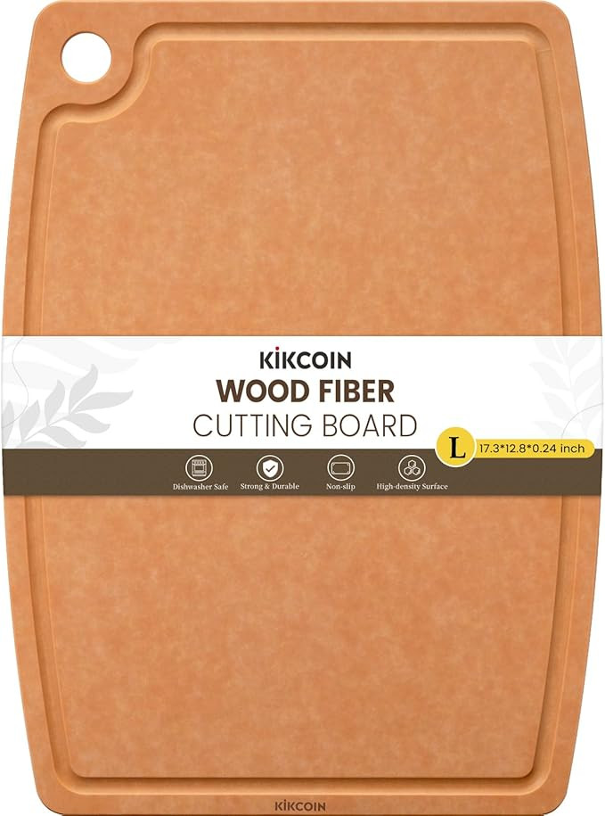 Kikcoin Wood Cutting Board, Cutting Boards for Kitchen Dishwasher Safe Non-slip Chopping Board wi... | Amazon (US)