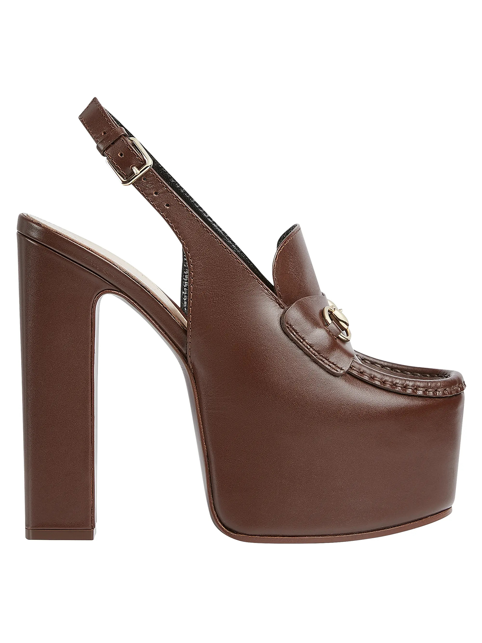 Gucci Horsebit Loafer 145MM Platform Slingback Pumps | Saks Fifth Avenue | Saks Fifth Avenue