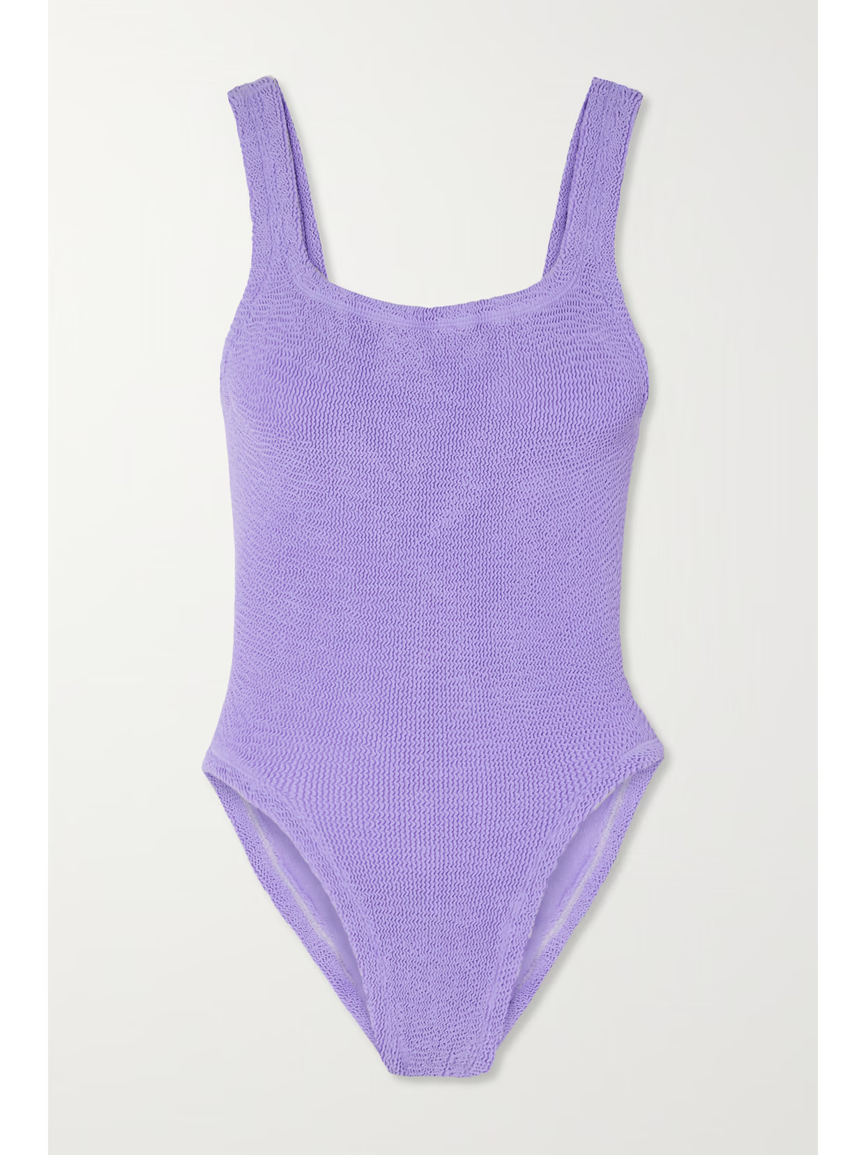 Hunza G - + Net Sustain Open-back Seersucker Swimsuit - Purple | NET-A-PORTER (US)