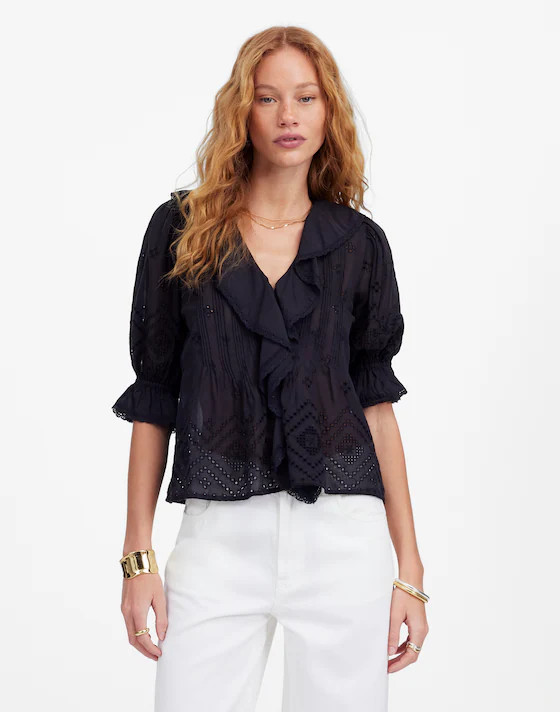 Ruffled Puff-Sleeve Top | Madewell | Madewell